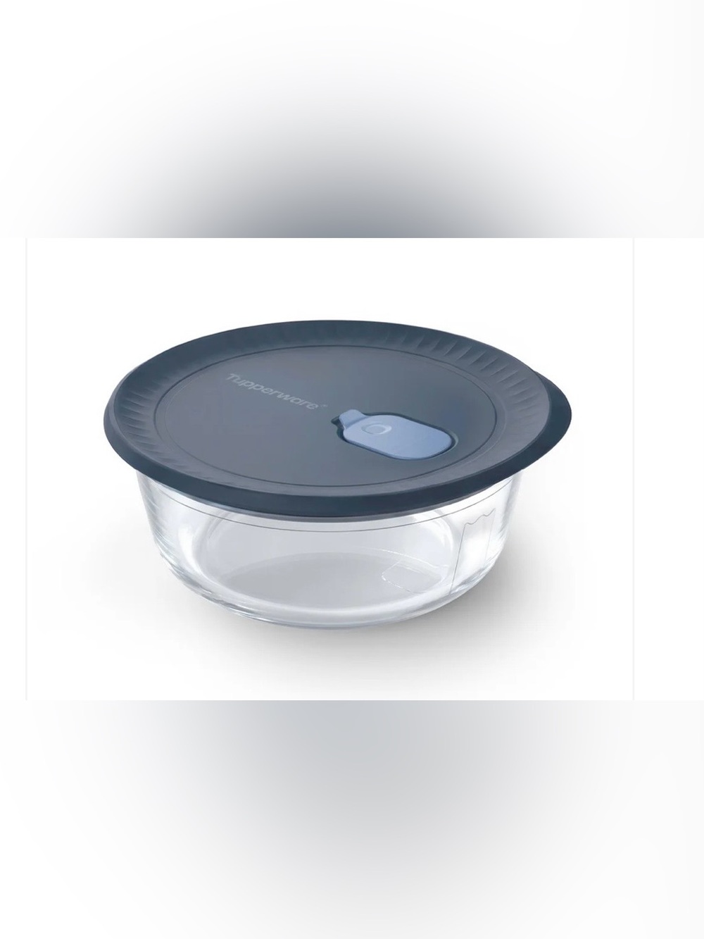 Tupperware Dark Blue Glass Storage Bowl with Vent